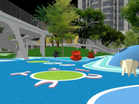 Su model of landscape of well-known enterprise residential area 3D Model