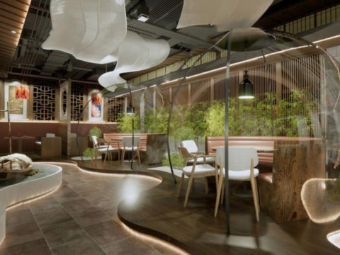 Boutique Restaurant Model Room Landscape Features and Furniture Matching 3D 模型