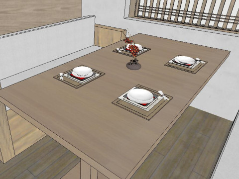 Boutique Restaurant Model Room Landscape Features and Furniture Matching 3D 模型
