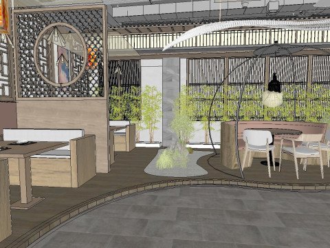 Boutique Restaurant Model Room Landscape Features and Furniture Matching 3D 模型