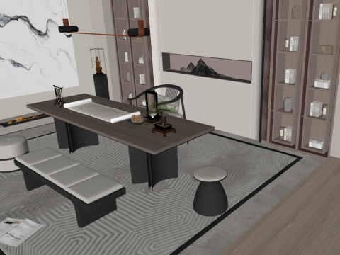 Fine design of SU model in a study room 3D Модель