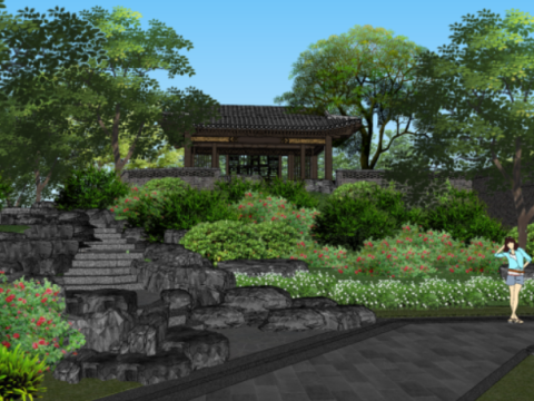 Fine su model of a residential landscape 3D Model