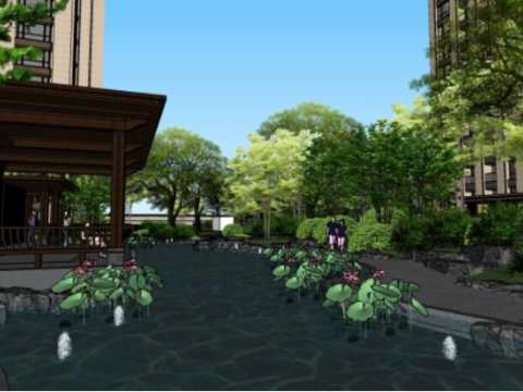 Fine su model of a residential landscape 3D Model
