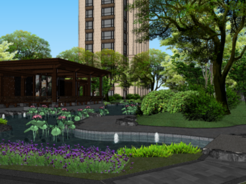 Fine su model of a residential landscape 3D Model