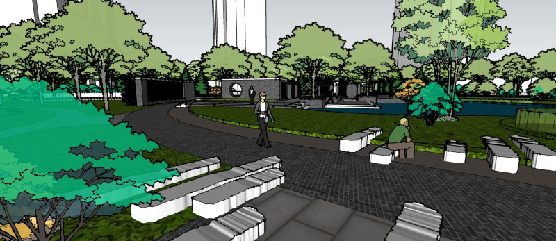 Sketchup model of a characteristic park landscape Model 3D .c4d .max .obj .3ds .fbx .stl .blend 