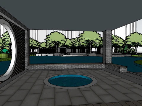 Sketchup model of a characteristic park landscape 3D Model
