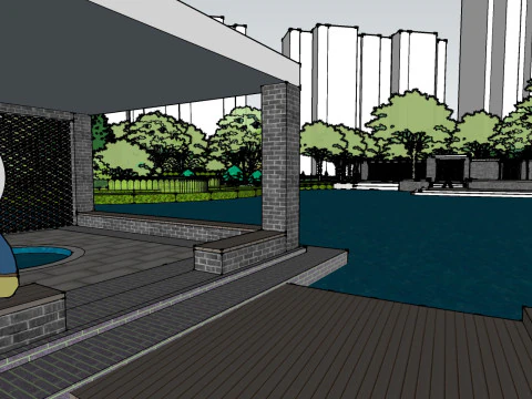 Sketchup model of a characteristic park landscape 3D Model