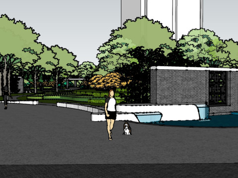 Sketchup model of a characteristic park landscape Model 3D