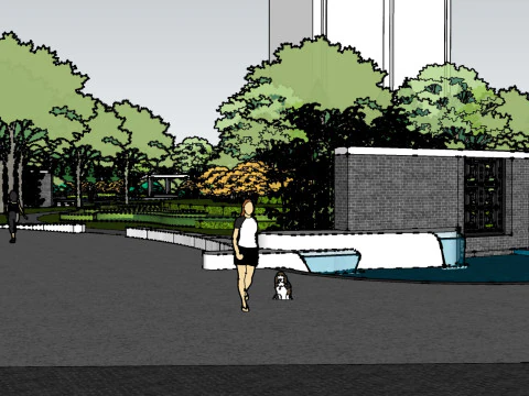 Sketchup model of a characteristic park landscape 3D Model