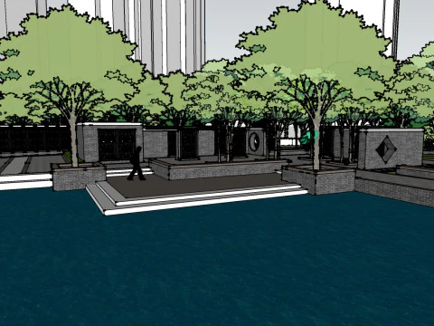 Sketchup model of a characteristic park landscape 3D Model