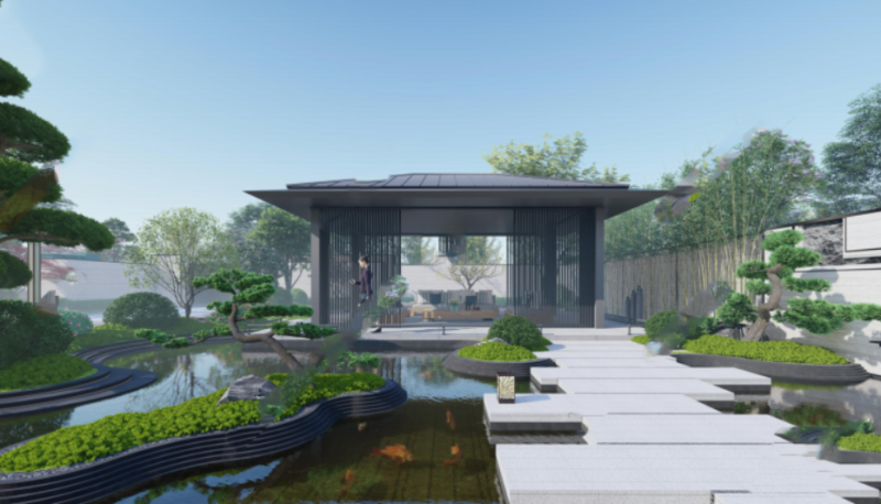 SU model of a courtyard garden Modello 3D .c4d .max .obj .3ds .fbx .stl .blend 