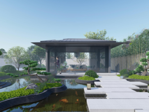 SU model of a courtyard garden Modelo 3D
