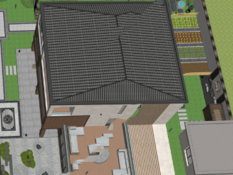 SU model of a courtyard garden Modello 3D