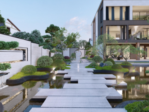 SU model of a courtyard garden Modello 3D