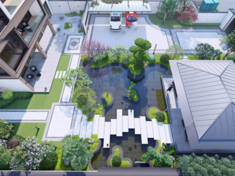 SU model of a courtyard garden Modello 3D