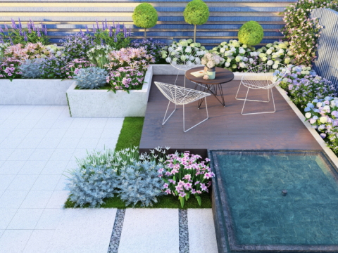 Su model of a courtyard landscape 3Dモデル