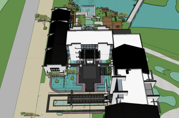 SU model of a hot spring center building 3D Model .c4d .max .obj .3ds .fbx .stl .blend 