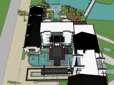 SU model of a hot spring center building 3D Model