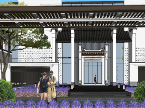 SU model of a hot spring center building 3D 模型