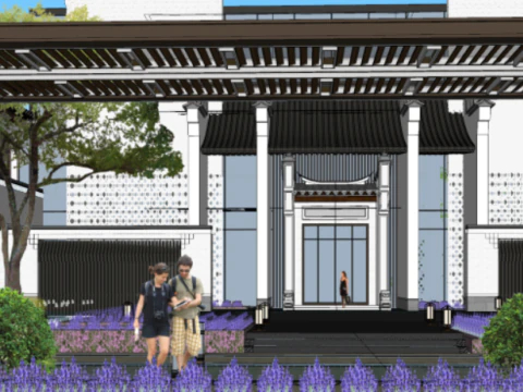 SU model of a hot spring center building 3D Model
