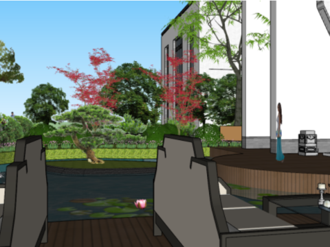 SU model of a hot spring center building 3D 模型