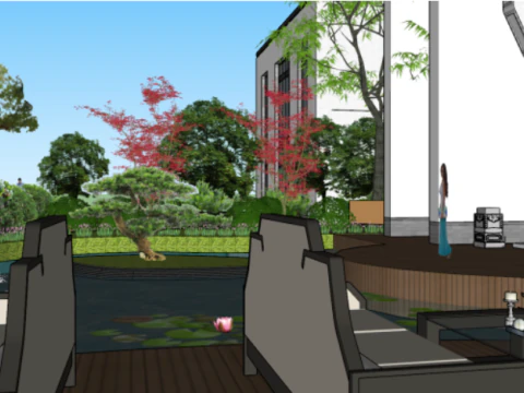 SU model of a hot spring center building 3D Model