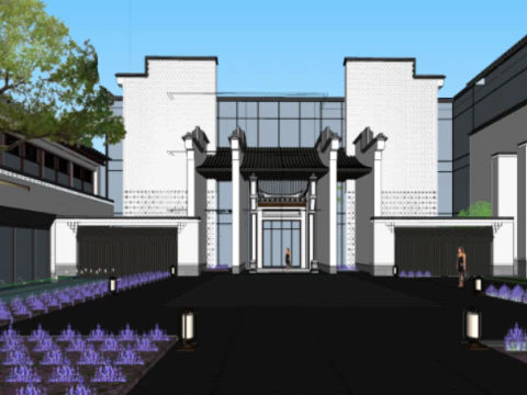SU model of a hot spring center building 3D Model