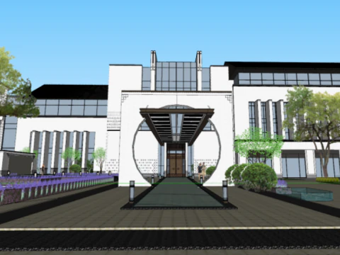 SU model of a hot spring center building 3D Model