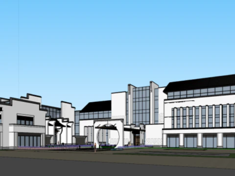 SU model of a hot spring center building 3D Model