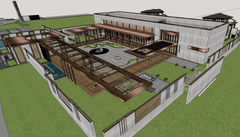 SU model of a public residence sales office building 3D Model .c4d .max .obj .3ds .fbx .stl .blend 