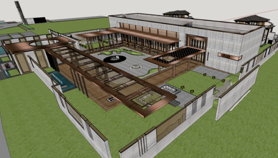 SU model of a public residence sales office building 3D Model .c4d .max .obj .3ds .fbx .stl .blend 