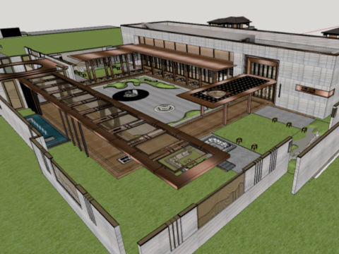 SU model of a public residence sales office building 3D मॉडल