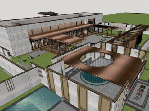 SU model of a public residence sales office building 3D Model