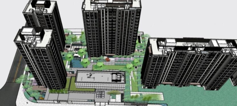 Su model of a residential landscape building 3D 模型 .c4d .max .obj .3ds .fbx .stl .blend 