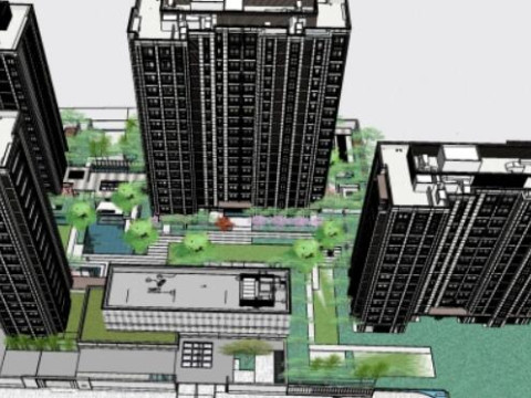 Su model of a residential landscape building 3D Modell