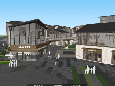 Modelo SU de Projeto Arquitet&ocirc;nico de Rua Comercial Modelo 3D