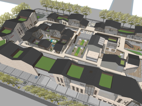 SU Model of Architectural Design of a Commercial Street 3D 模型
