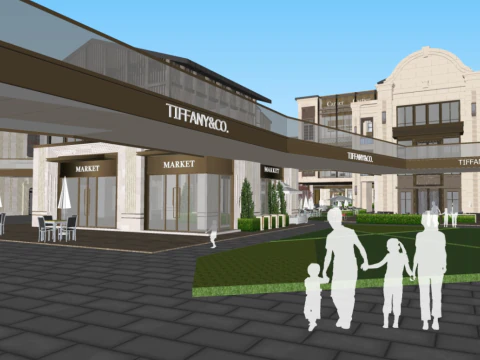 SU Model of Architectural Design of a Commercial Street 3D Model