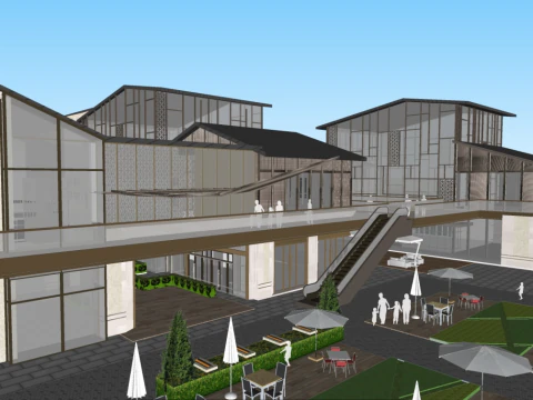 SU Model of Architectural Design of a Commercial Street 3D Model