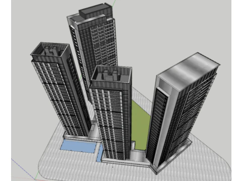 Asya Oyunları Köyü Projesi Konut Binasının SU Modeli 3D Model