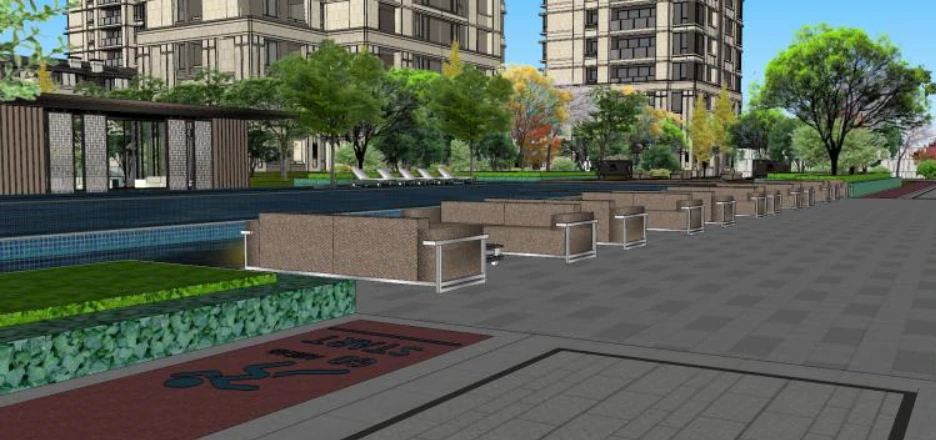 Projeto de modelo Sketchup para um edif&iacute;cio residencial de luxo, incluindo arranha-c&eacute;us e vilas Modelo 3D .c4d .max .obj .3ds .fbx .stl .blend 
