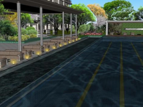 Projeto de modelo Sketchup para um edif&iacute;cio residencial de luxo, incluindo arranha-c&eacute;us e vilas Modelo 3D