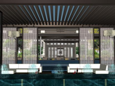 Sketchup model design for a luxury residential building including high-rise buildings and villas Model 3D