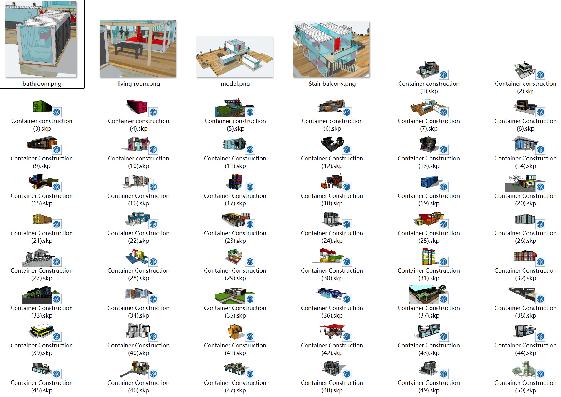 50 container architectural design sketchup models 3D Model .c4d .max .obj .3ds .fbx .stl .blend