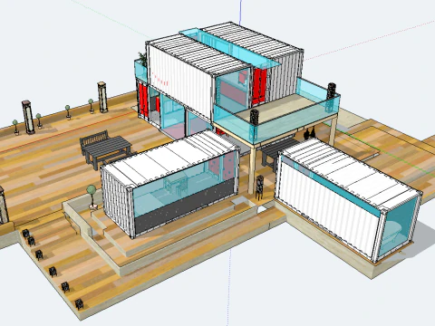 50 container architectural design sketchup models 3D Model
