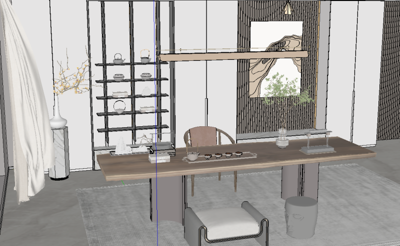 ENS Material Modern Tea Room Design SU Fine Model Modelo 3D .c4d .max .obj .3ds .fbx .stl .blend 