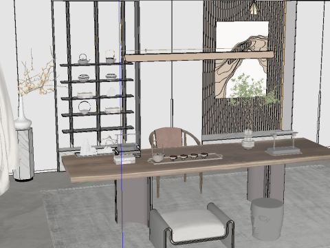 ENS Material Modern Tea Room Design SU Fine Model 3D 모델