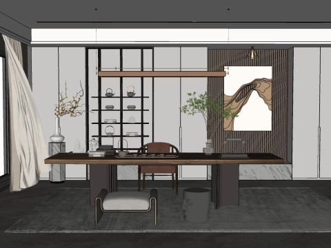 ENS Material Modern Tea Room Design SU Fine Model Modelo 3D