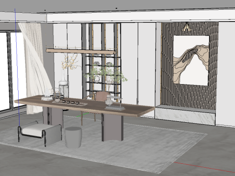 ENS Material Modern Tea Room Design SU Fine Model Modelo 3D