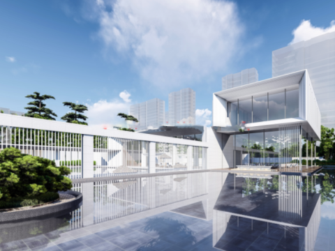 High-end atmospheric fashion sales office landscape SU model Model 3D